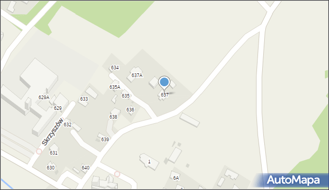 Skrzyszów, Skrzyszów, 637, mapa Skrzyszów