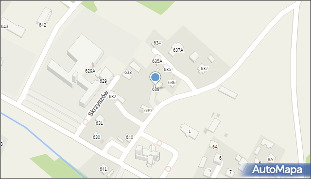 Skrzyszów, Skrzyszów, 638, mapa Skrzyszów