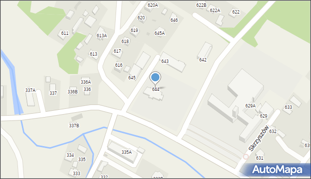 Skrzyszów, Skrzyszów, 644, mapa Skrzyszów