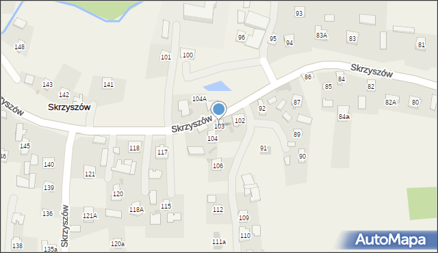 Skrzyszów, Skrzyszów, 103, mapa Skrzyszów