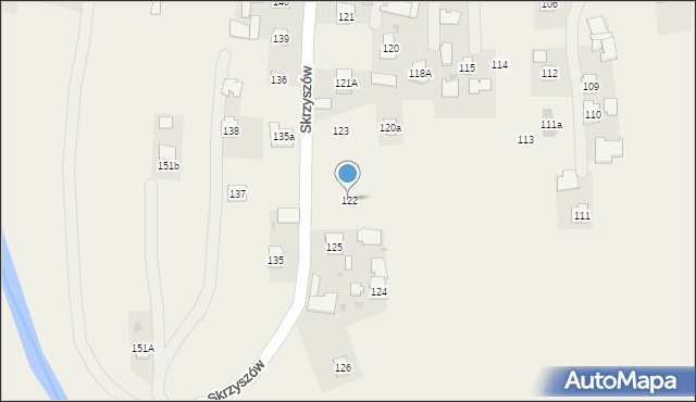 Skrzyszów, Skrzyszów, 122, mapa Skrzyszów