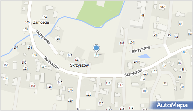 Skrzyszów, Skrzyszów, 141, mapa Skrzyszów