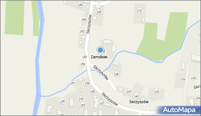 Skrzyszów, Skrzyszów, 163, mapa Skrzyszów