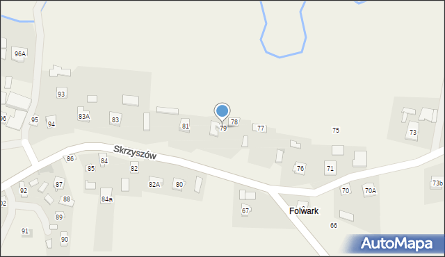 Skrzyszów, Skrzyszów, 79, mapa Skrzyszów