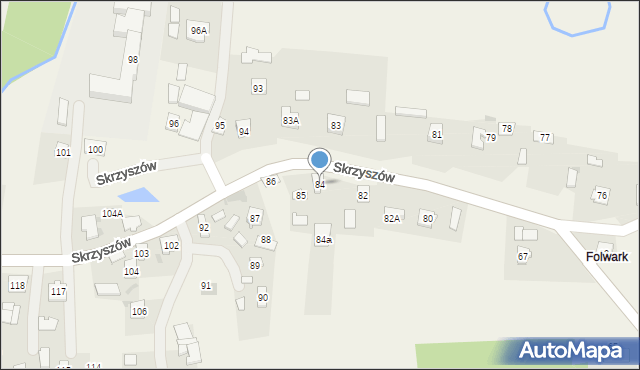 Skrzyszów, Skrzyszów, 84, mapa Skrzyszów
