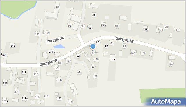 Skrzyszów, Skrzyszów, 87, mapa Skrzyszów