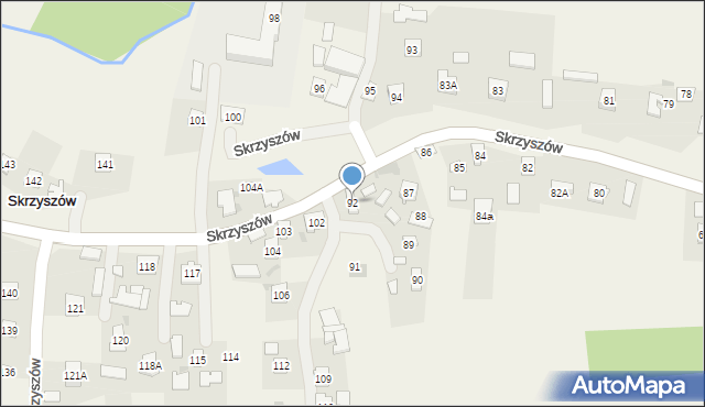 Skrzyszów, Skrzyszów, 92, mapa Skrzyszów