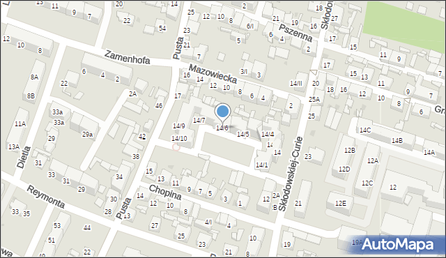 Sosnowiec, Skłodowskiej-Curie Marii, 14/6, mapa Sosnowca