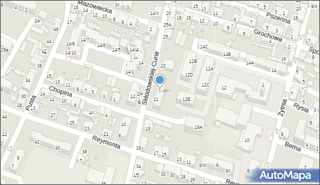 Sosnowiec, Skłodowskiej-Curie Marii, 21A, mapa Sosnowca