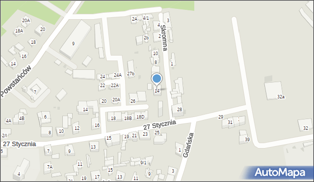 Sosnowiec, Skromna, 14, mapa Sosnowca