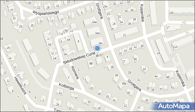 Śrem, Skłodowskiej-Curie Marii, 8A, mapa Śrem