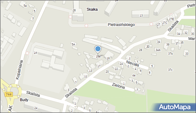 Starachowice, Skalista, 19a, mapa Starachowic
