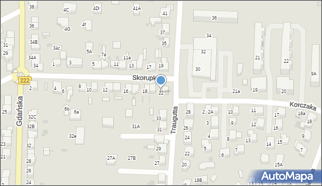 Starogard Gdański, Skorupki Ignacego Jana, ks., 22, mapa Starogard Gdański