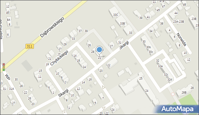 Stęszew, Skargi Piotra, ks., 21, mapa Stęszew