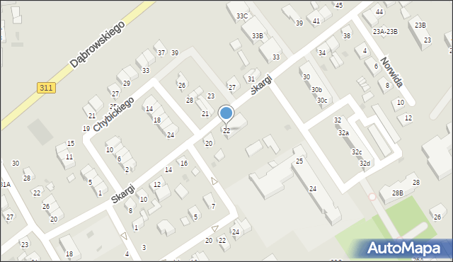 Stęszew, Skargi Piotra, ks., 22, mapa Stęszew