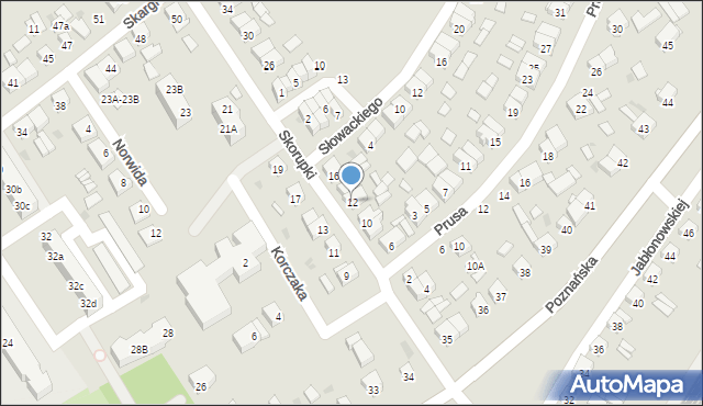 Stęszew, Skorupki Ignacego Jana, ks., 12, mapa Stęszew