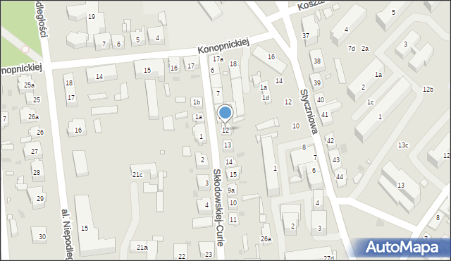 Sulechów, Skłodowskiej-Curie Marii, 12, mapa Sulechów