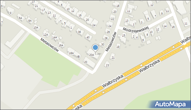Świebodzice, Skłodowskiej-Curie Marii, 20B, mapa Świebodzice