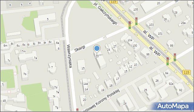 Szczecin, Skargi Piotra, ks., 23, mapa Szczecina