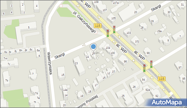 Szczecin, Skargi Piotra, ks., 27, mapa Szczecina