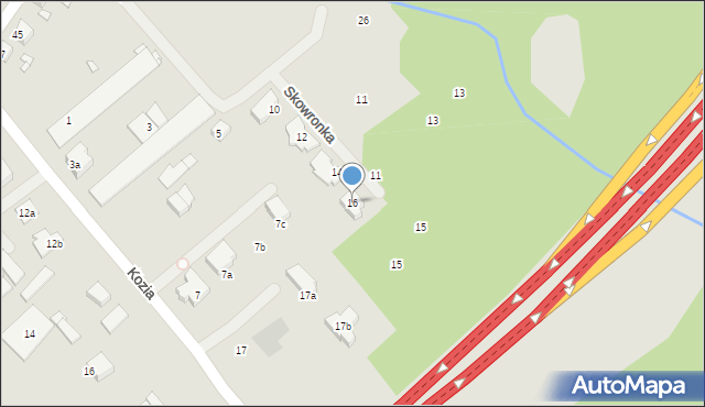 Szczecin, Skowronka, 16, mapa Szczecina