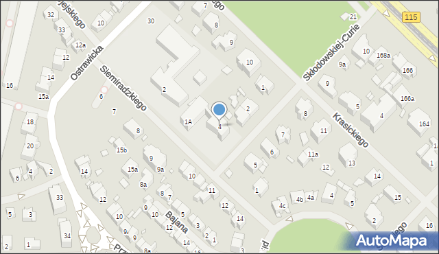 Szczecin, Skłodowskiej-Curie Marii, 4, mapa Szczecina