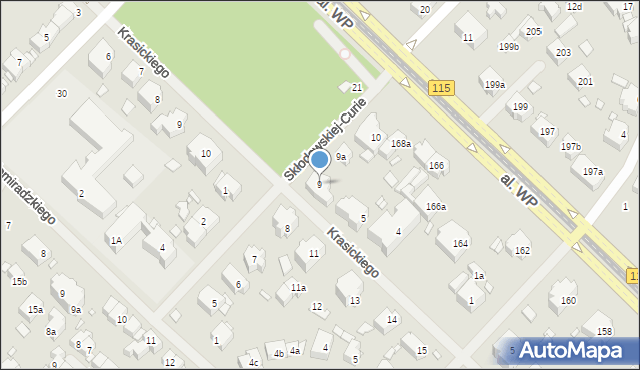 Szczecin, Skłodowskiej-Curie Marii, 9, mapa Szczecina