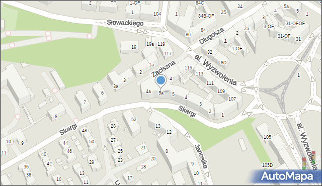 Szczecin, Skargi Piotra, ks., 5a, mapa Szczecina