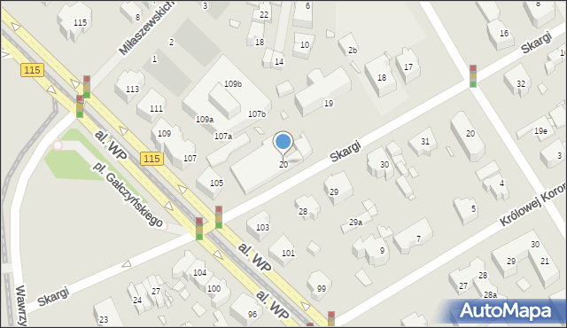 Szczecin, Skargi Piotra, ks., 20, mapa Szczecina