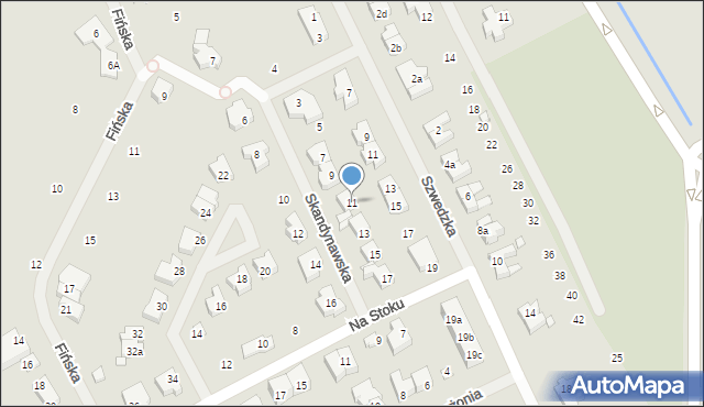 Szczecin, Skandynawska, 11, mapa Szczecina