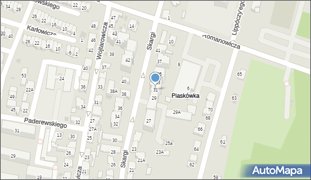 Tarnów, Skargi Piotra, ks., 31, mapa Tarnów