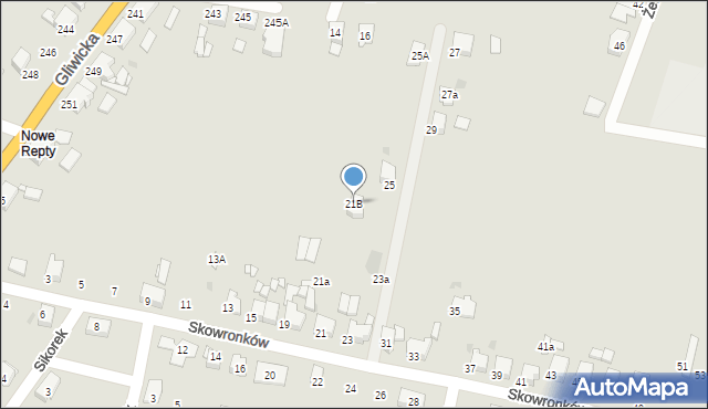 Tarnowskie Góry, Skowronków, 21B, mapa Tarnowskie Góry