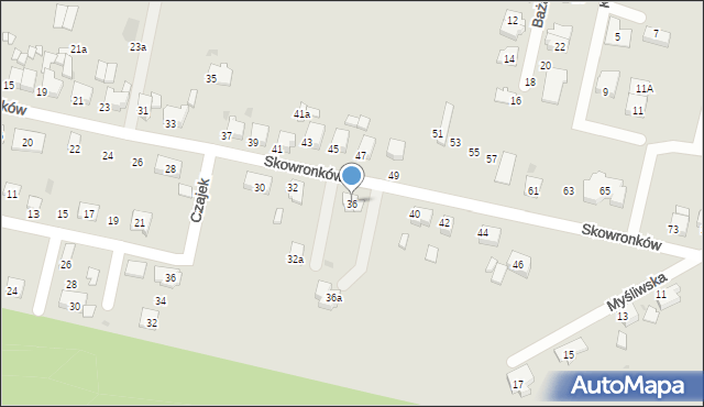 Tarnowskie Góry, Skowronków, 36, mapa Tarnowskie Góry