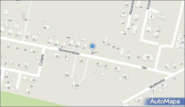 Tarnowskie Góry, Skowronków, 49, mapa Tarnowskie Góry