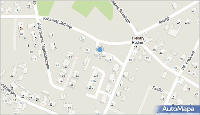 Tarnowskie Góry, Skargi Piotra, ks., 11, mapa Tarnowskie Góry