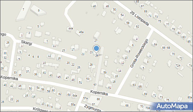 Tomaszów Lubelski, Skargi Piotra, ks., 25, mapa Tomaszów Lubelski