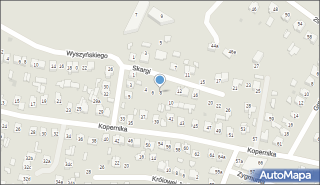 Tomaszów Lubelski, Skargi Piotra, ks., 8, mapa Tomaszów Lubelski