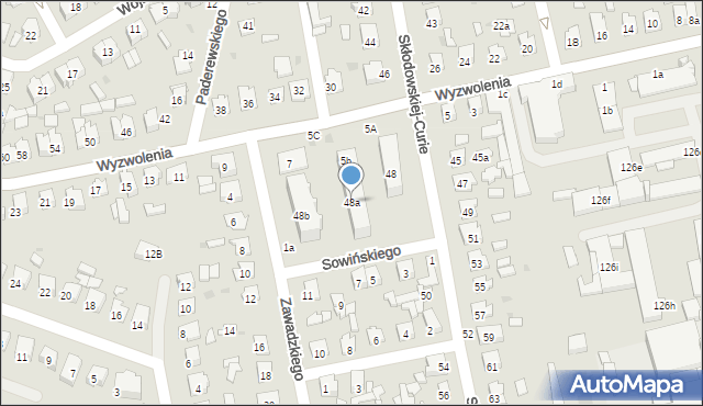 Tomaszów Lubelski, Skłodowskiej-Curie Marii, 48a, mapa Tomaszów Lubelski