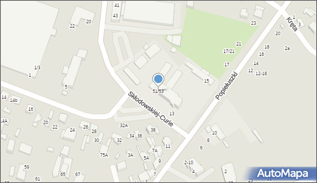 Tomaszów Mazowiecki, Skłodowskiej-Curie Marii, 51/53, mapa Tomaszów Mazowiecki