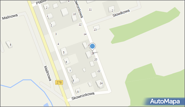 Trzebiechów, Skowronkowa, 18, mapa Trzebiechów