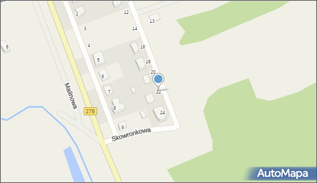 Trzebiechów, Skowronkowa, 22, mapa Trzebiechów