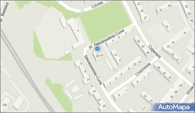Tychy, Skłodowskiej-Curie Marii, 13, mapa Tychów