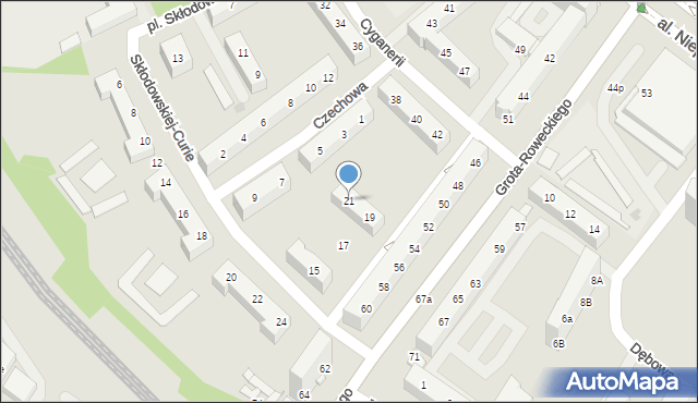 Tychy, Skłodowskiej-Curie Marii, 21, mapa Tychów
