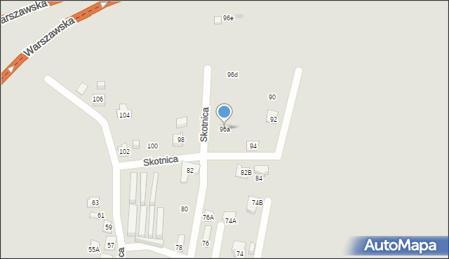 Tychy, Skotnica, 96a, mapa Tychów