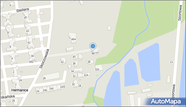 Ustroń, Skoczowska, 44, mapa Ustroń