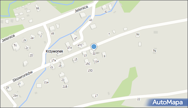 Ustroń, Skowronków, 11, mapa Ustroń