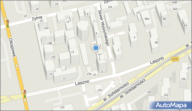 Warszawa, Skwer Wyszyńskiego Stefana, ks. kard., 1, mapa Warszawy