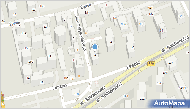 Warszawa, Skwer Wyszyńskiego Stefana, ks. kard., 2, mapa Warszawy
