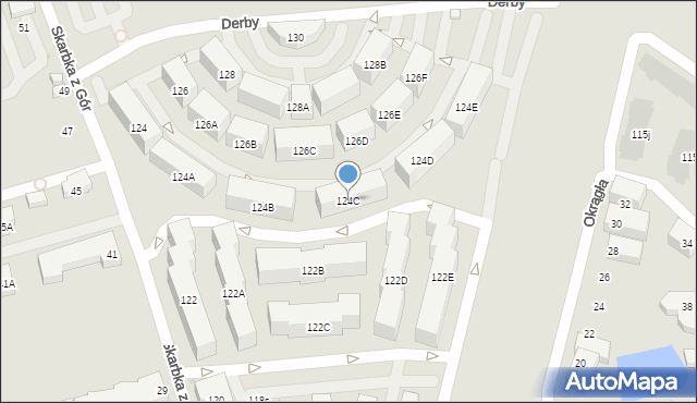 Warszawa, Skarbka z Gór, 124C, mapa Warszawy