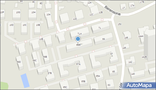 Warszawa, Skarbka z Gór, 69A, mapa Warszawy